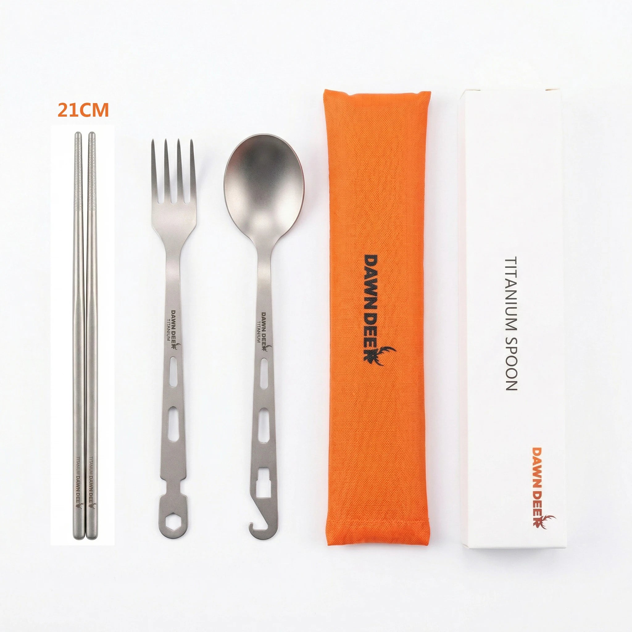 3 in 1 Titanium Camping Cutlery Set Ultralight Spoon Fork Bottle Opener Outdoor Travel Utensil Tool