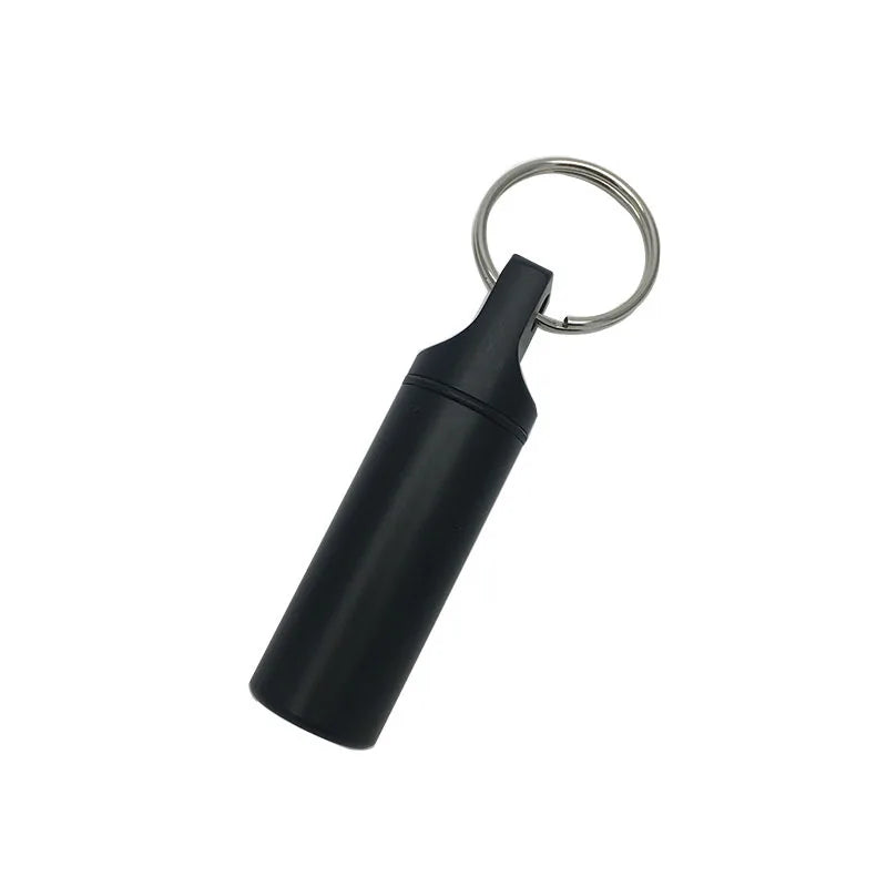 Aluminium Waterproof Pill Box with Keychain, Travel Vitamin Storage Case, Round Alloy Cartridge