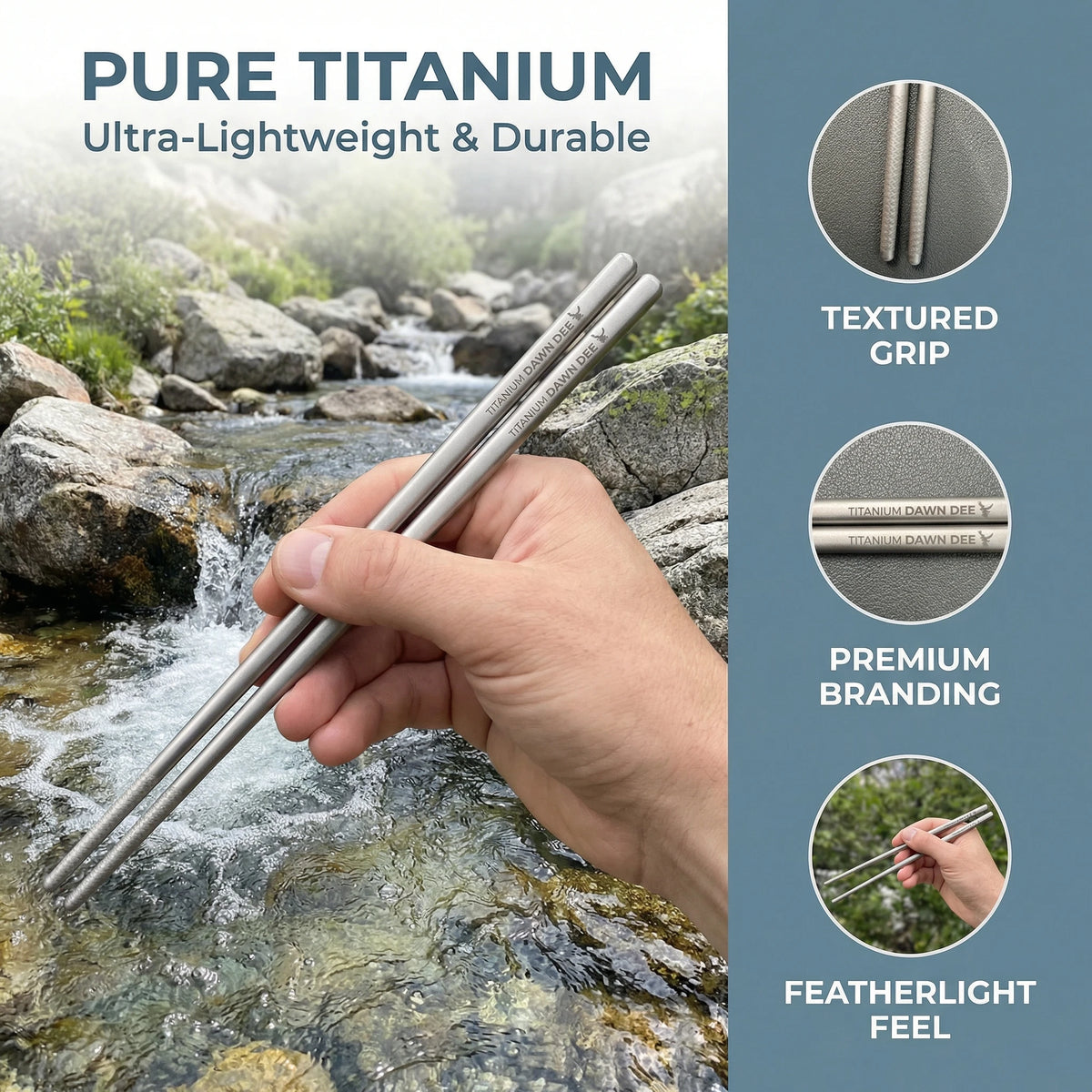 3 in 1 Titanium Camping Cutlery Set Ultralight Spoon Fork Bottle Opener Outdoor Travel Utensil Tool