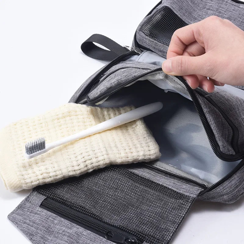 Hanging Travel Cosmetic Bag Foldable Toiletry and Makeup Organiser with Hook for Men and Women