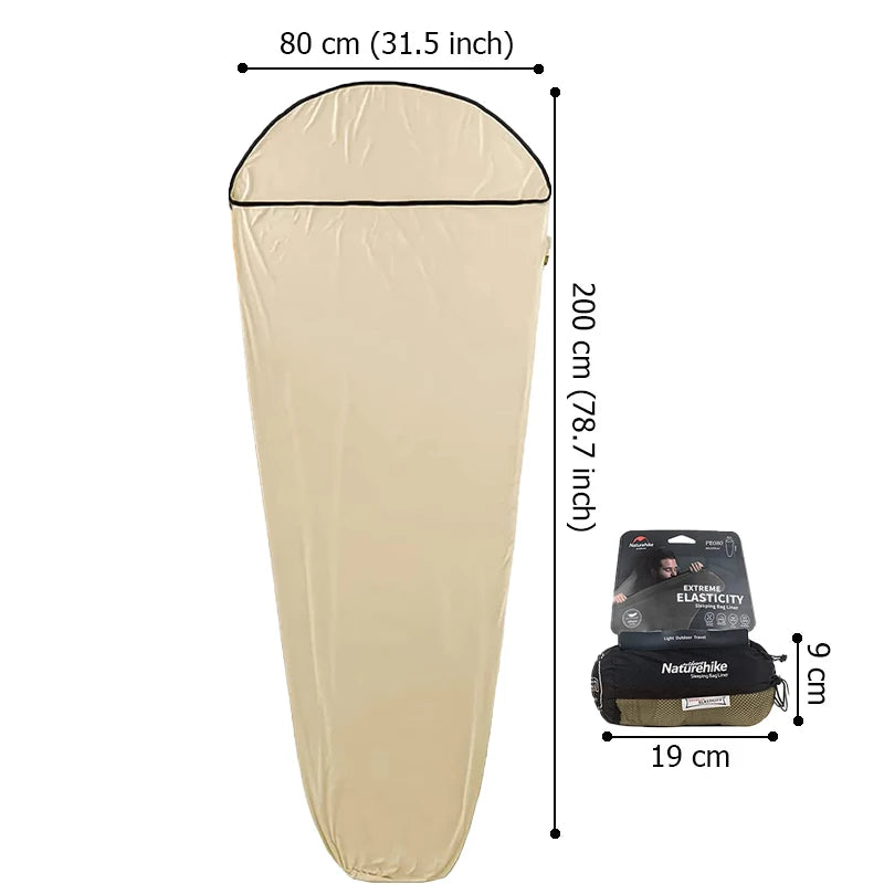 Ultralight Sleeping Bag Liner Mummy Style Stretch Camping Travel Sheet Portable Wearable Quilt