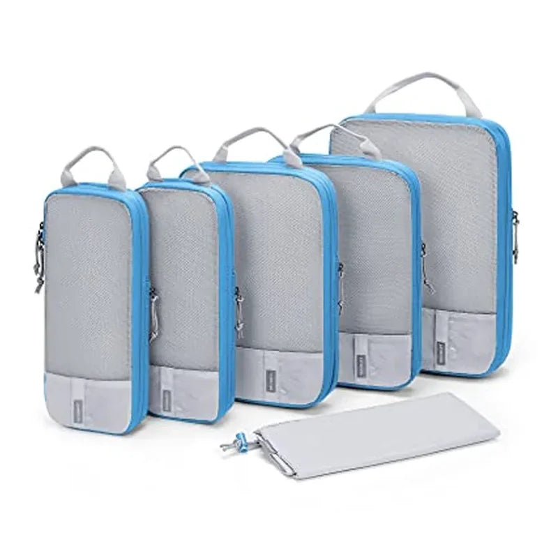 BAGSMART Compression Packing Cubes Set of 6 Lightweight Luggage Organiser for Travel Suitcases