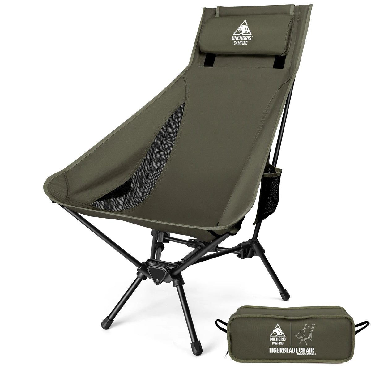 Oversized Folding Camping Chair 170kg Capacity Lightweight Portable Chair for Hiking Fishing Picnic
