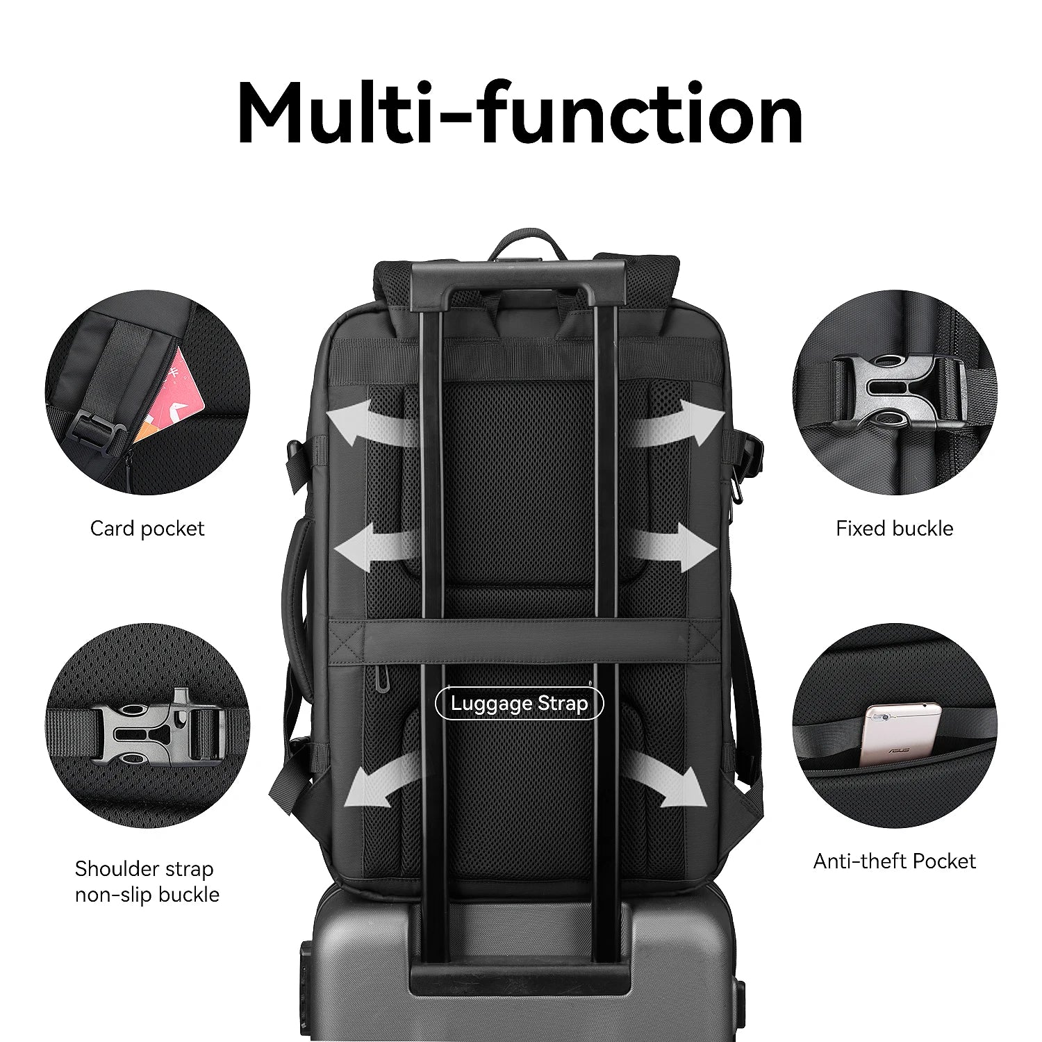 MARK RYDEN 40L Expandable Business Travel Backpack for Men & Women Fits 17.3 Inch Laptop Bag Large