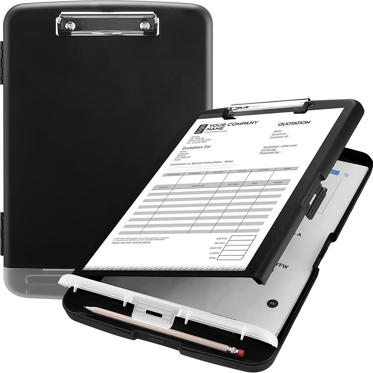 Large A4 Waterproof File Box with Clipboard Pen Holder Portable Document Storage Organiser Case