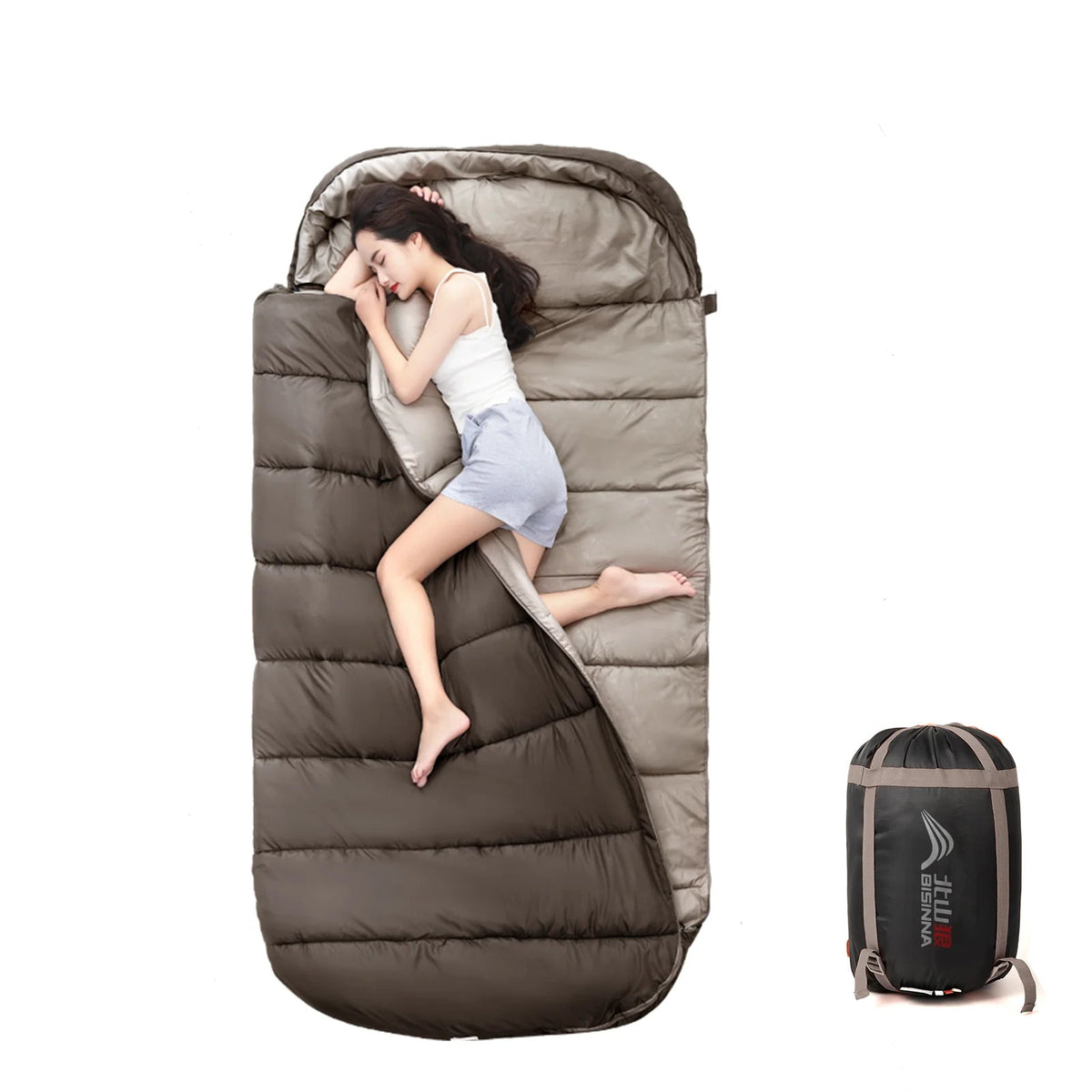 100cm Extra Wide Adult Camping Sleeping Bag Lightweight 3 Season Envelope Sleeping Bag for Hiking Trips