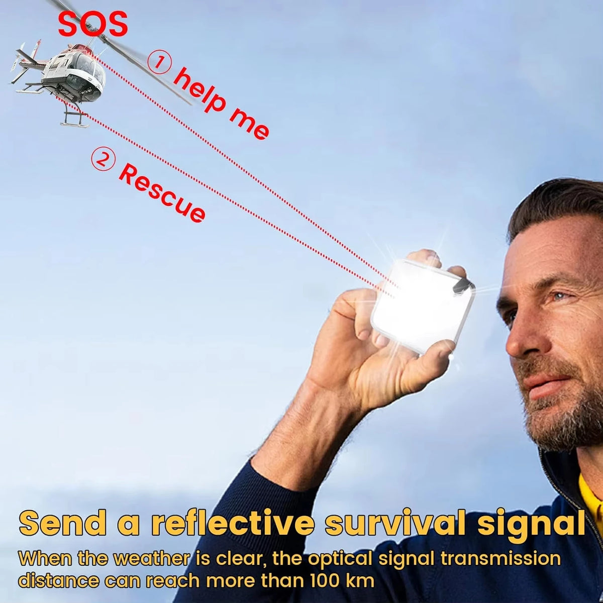 Emergency Signal Mirror Glass Sunlight Reflector SOS Survival Tool for Hiking Camping Marine Rescue