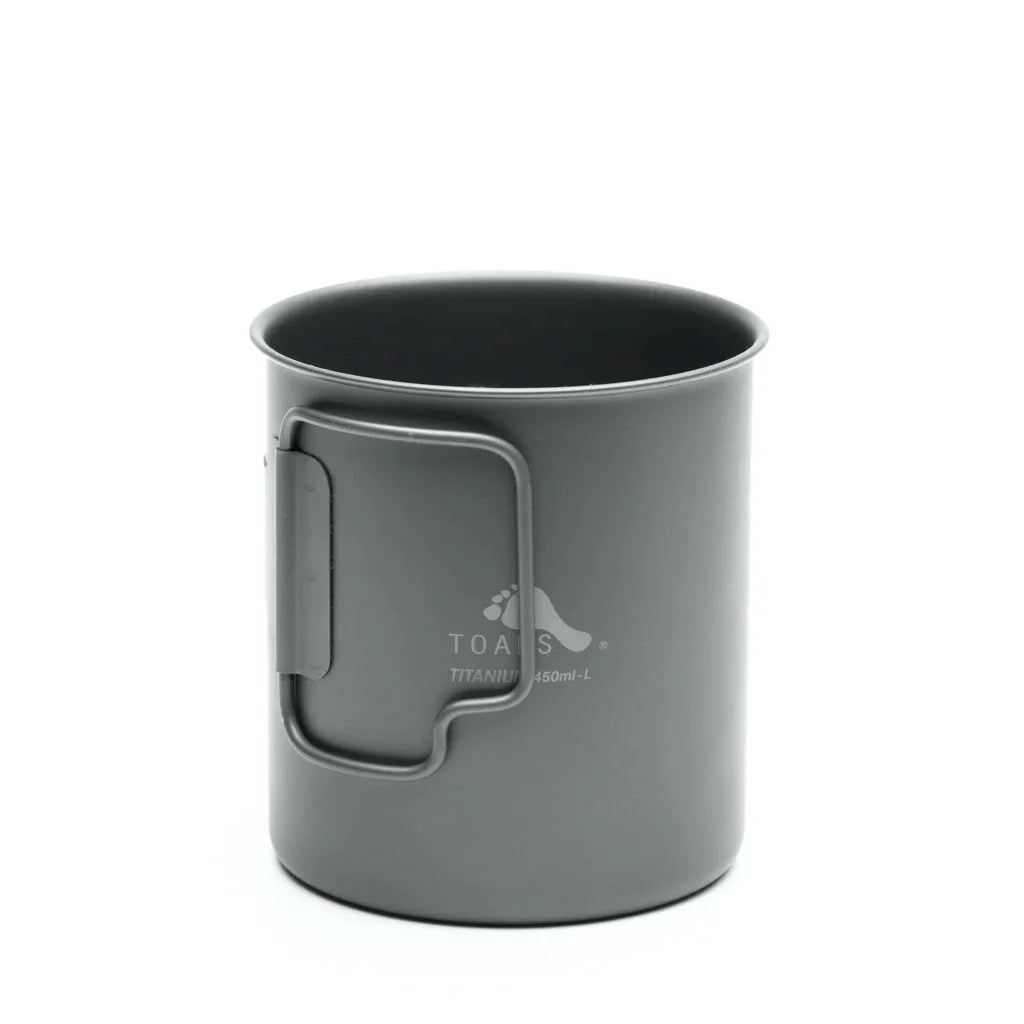 Ultralight 450ml Titanium Camping Cup with Foldable Handle Portable Outdoor Mug Tableware Gear