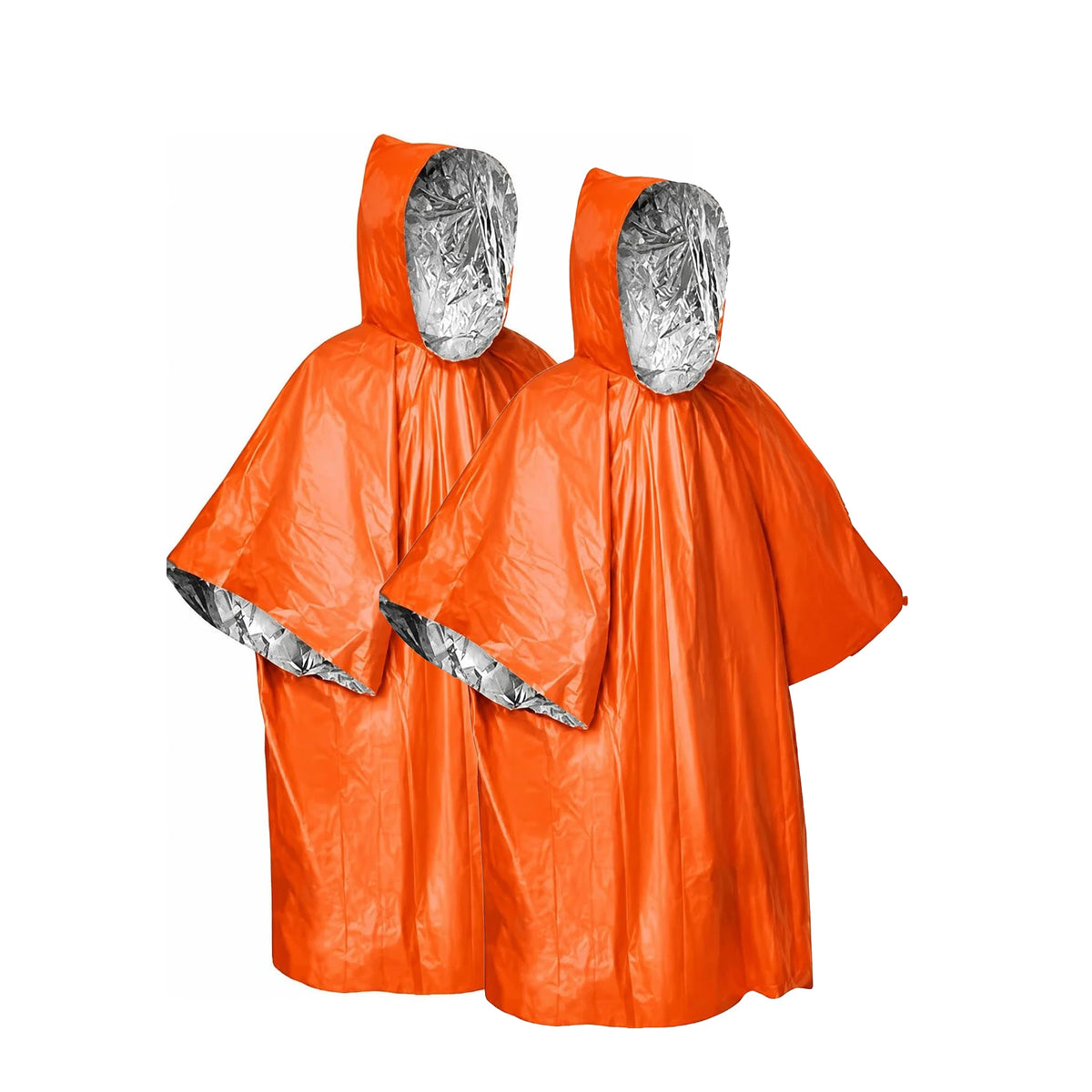 Emergency Rain Poncho with Hood Lightweight Reusable Survival Blanket for Hiking and Camping Trips