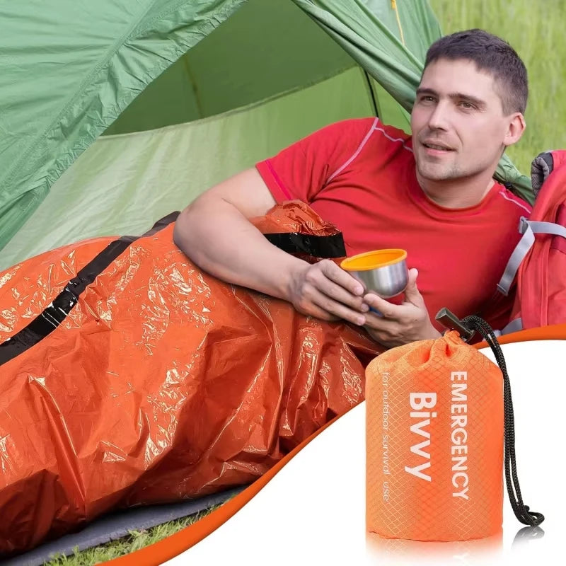 Emergency Thermal Sleeping Bag Waterproof Survival Bivy Sack Lightweight Camping Hiking Shelter Blanket