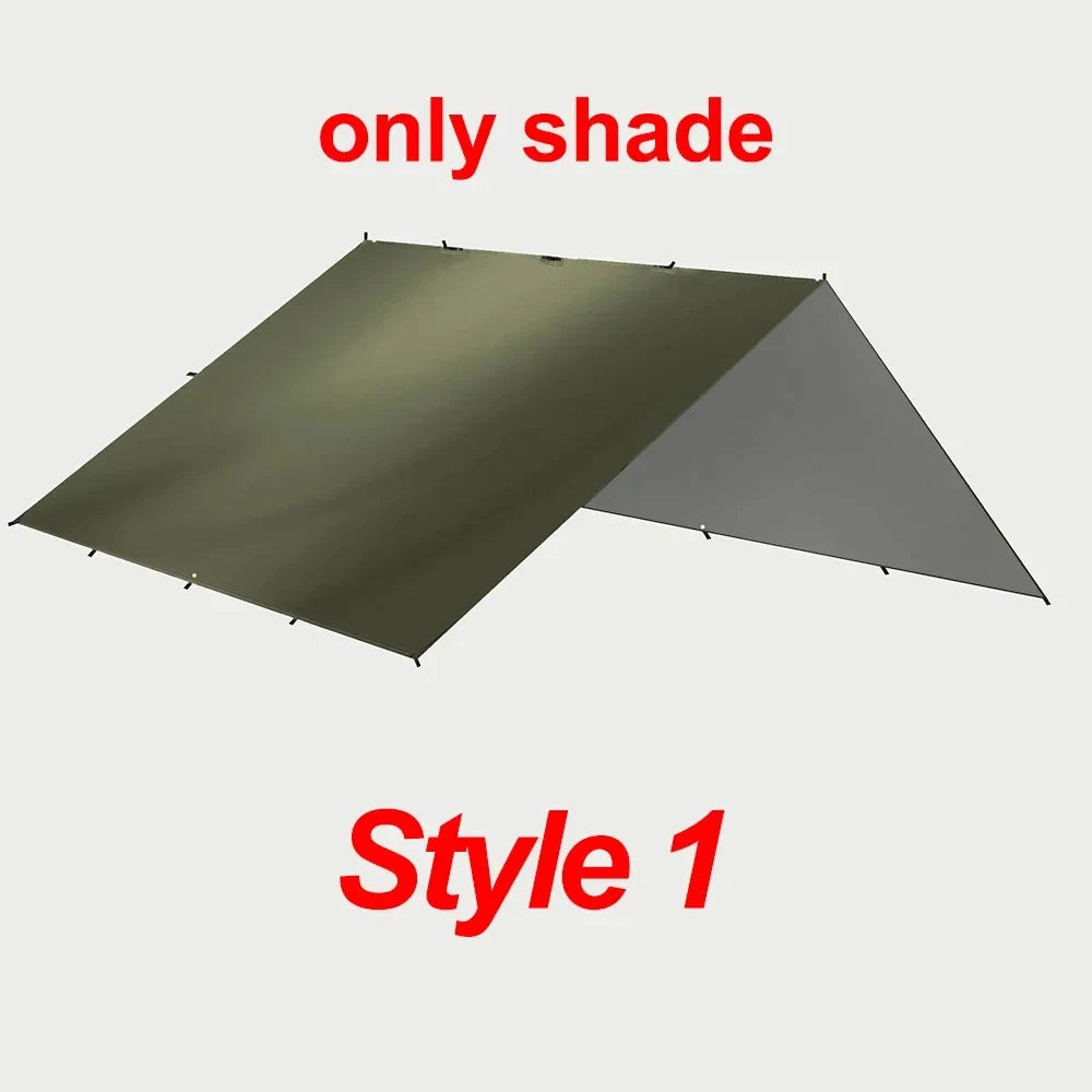 Waterproof Camping Tarp Shelter 19 Point Bushcraft Sun Shade Awning Tent 3x3m 4x4m Canopy