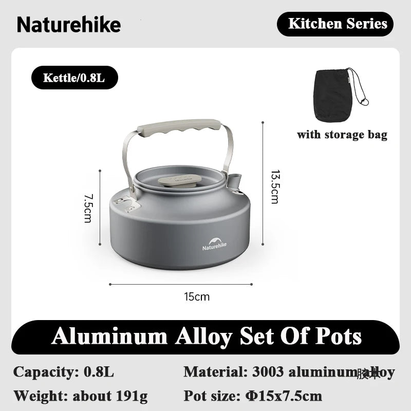 Camping Cookware Pot Set for 4-7 Persons Portable Aluminium Outdoor Picnic Cooking Kit Set