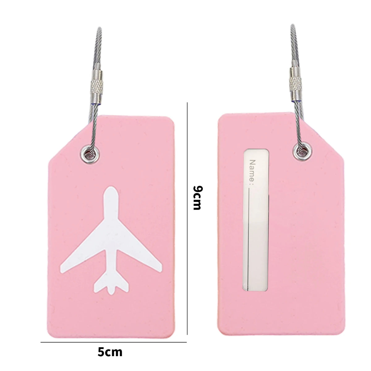 Silicone Luggage Tags with Stainless Steel Loop Name ID Card Holder Travel Suitcase Identifier