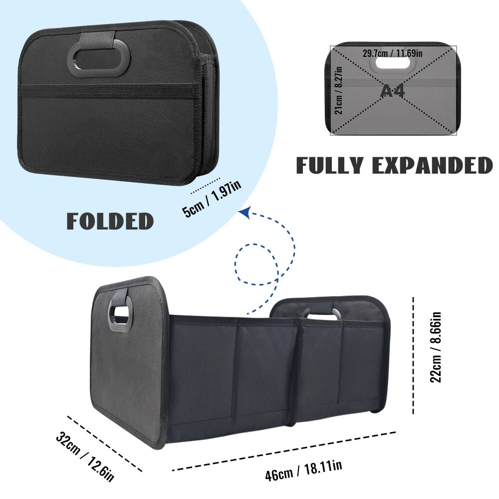 Foldable Car Boot Organiser Storage Box Portable SUV Camping Travel Cargo Organiser with Handles
