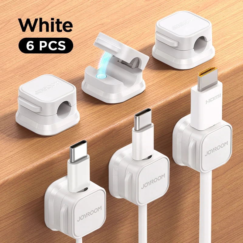 JOYROOM Magnetic Cable Clips Adjustable Cord Holder Under Desk Wire Organiser Management