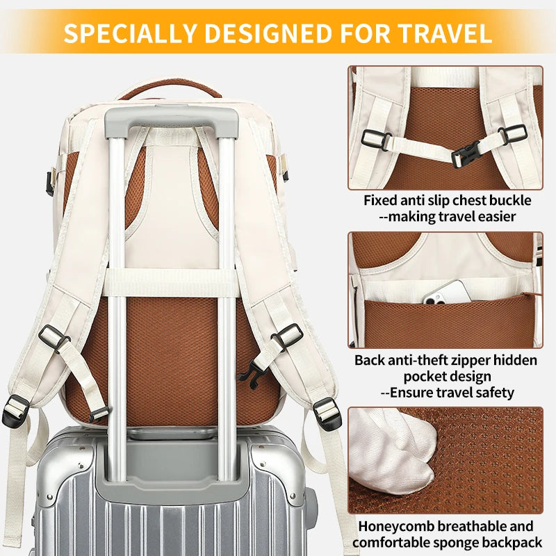 Travel Backpack 40x20x30 Cabin Size Waterproof Expandable Laptop Backpack with USB Port