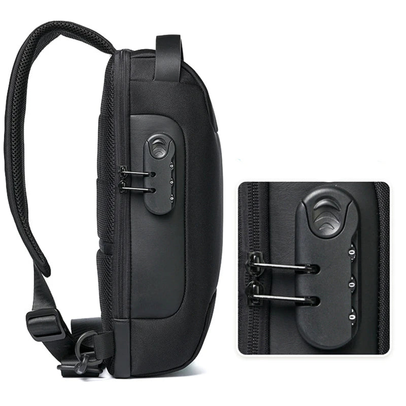 CLYINE USB Crossbody Bag Waterproof Anti Theft Oxford Chest Pack