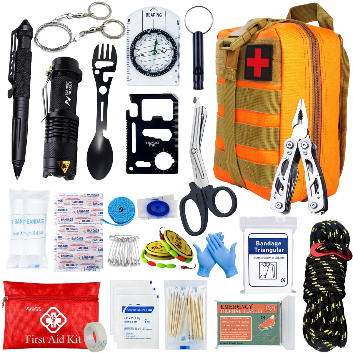24-in-1 Tactical First Aid Survival Kit Molle EDC Pouch Camping Car Emergency Medical Bag Set