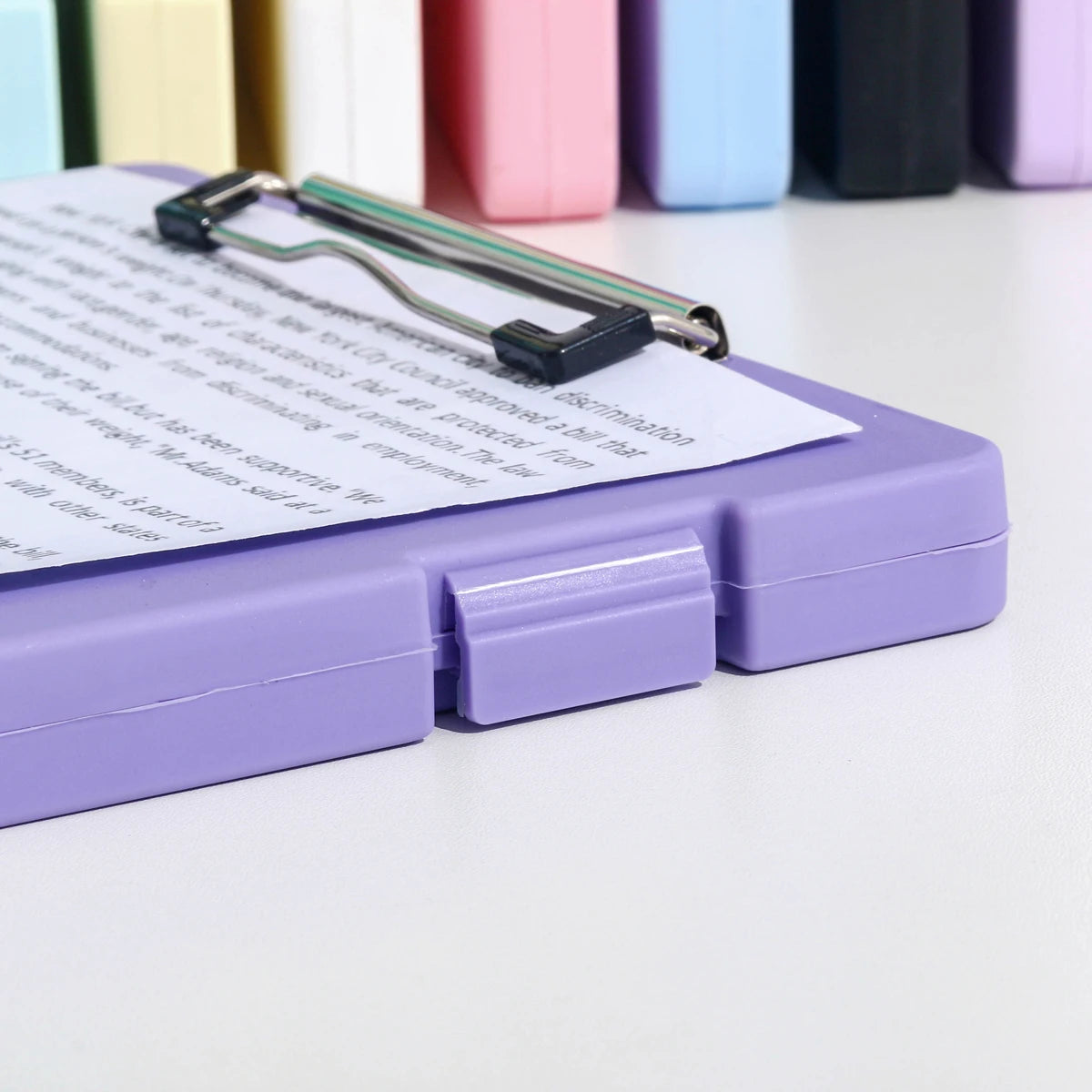 A4 File Storage Box with Writing Pad Clipboard Portable Document Organiser Office School Case