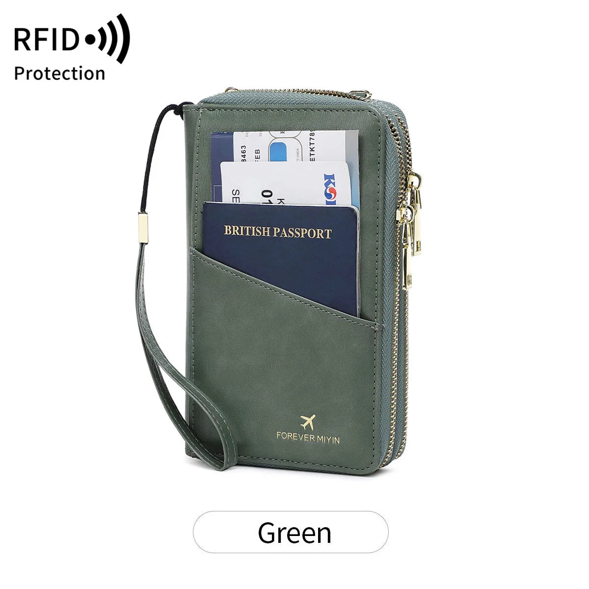 Travel Passport Wallet PU Leather Multi Functional Double Zipper Passport Cover for Travel