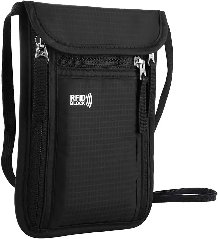 RFID Blocking Travel Neck Wallet Passport Holder Organiser Pouch Secure Document Bag Case