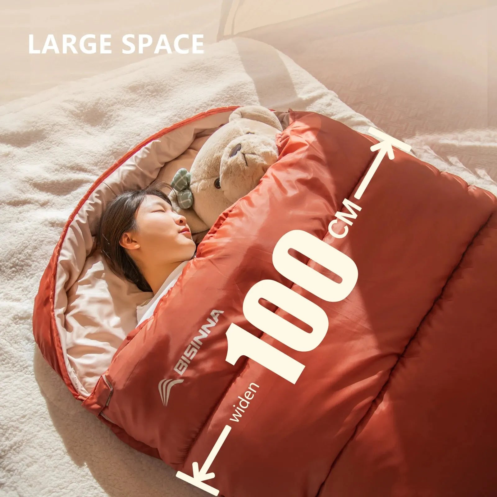 BISINNA Large 3 Season Sleeping Bag Lightweight Widen Long Adult Envelope Camping Bag