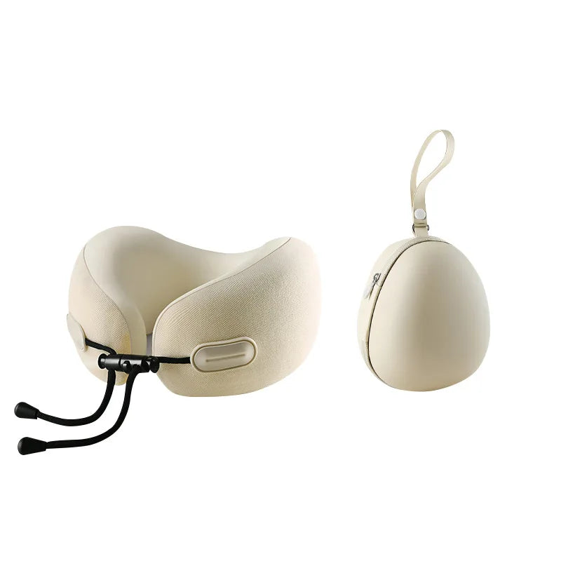 Memory Foam U Shaped Neck Pillow Compact Foldable Travel Pillow for Airplane Flights and Naps