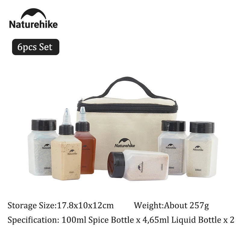 Portable Camping Seasoning Bottle Set with Storage Bag Outdoor Picnic BBQ Condiment Kit Gear